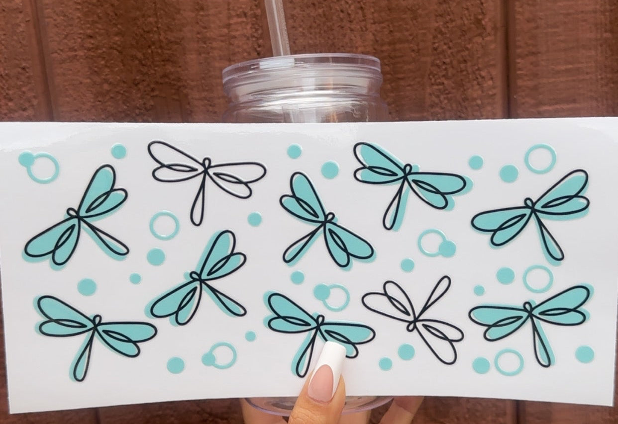 💧 16-24 oz. Dragonfly Dreams Teal Cup