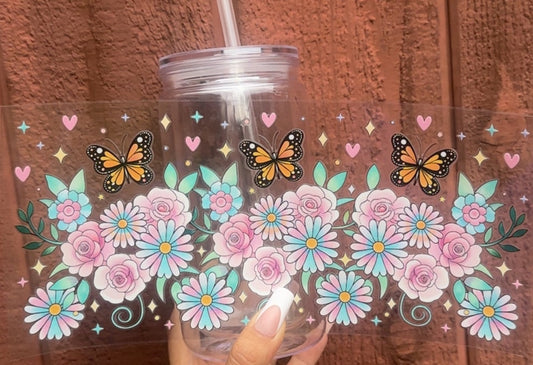 🦋 16 oz. Floral Butterfly Cup