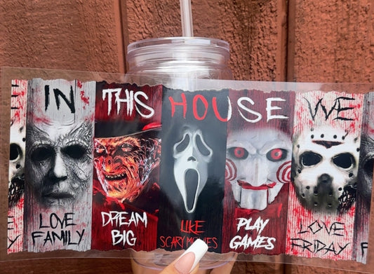 🏠 16 oz.“In This House We Like Scary Movies” Cup