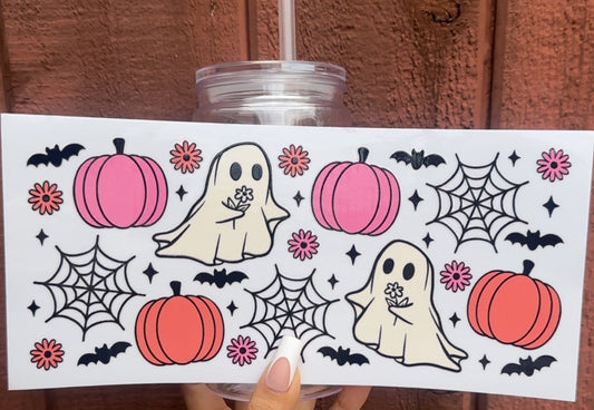 🖤 16-24 oz. Pink & Orange Ghost Cup