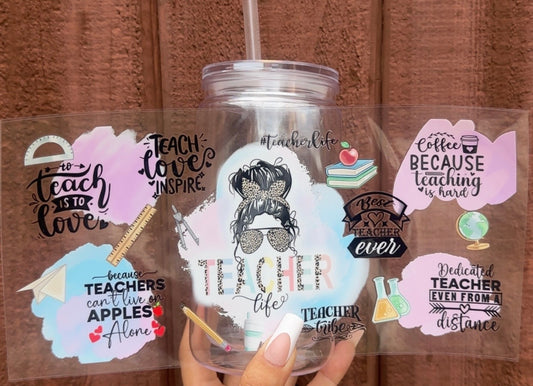 ✏️ 16-24 oz. “Teacher Life” Pastel Leopard Cup