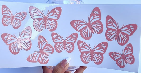 🦋 16-24 oz. Coral Butterfly Bliss Glass Cup