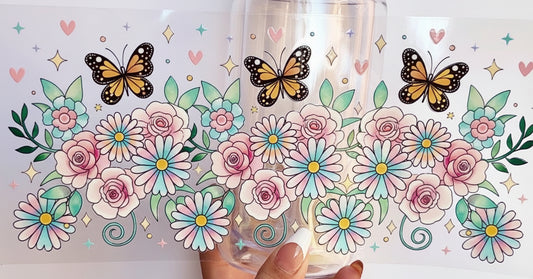 🦋 16 oz. Floral Butterfly Cup