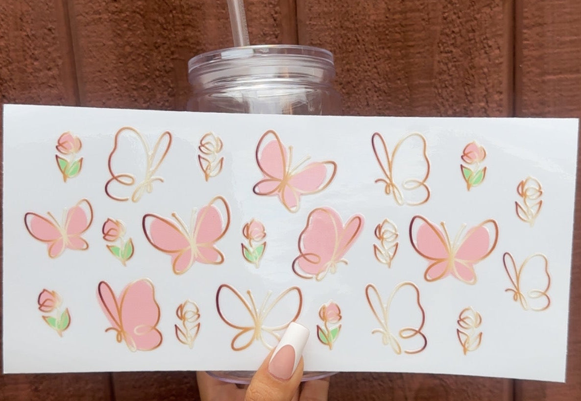 🦋 16-24 oz. Butterflies & Blooms Pink Rose Cup