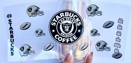 🏈 16-24 oz Raiders & Coffee Cup – Las Vegas Raiders x Starbucks-Inspired