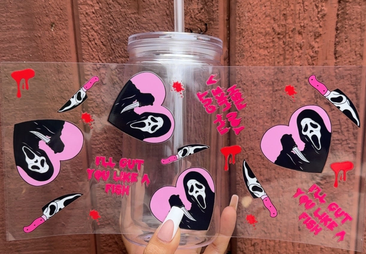 💖 16-24 oz. Scream Queen Cup – Pink Horror Babe Tumbler