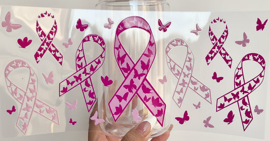 🎀 16-24 oz. Pink Butterfly Awareness Ribbon Cup