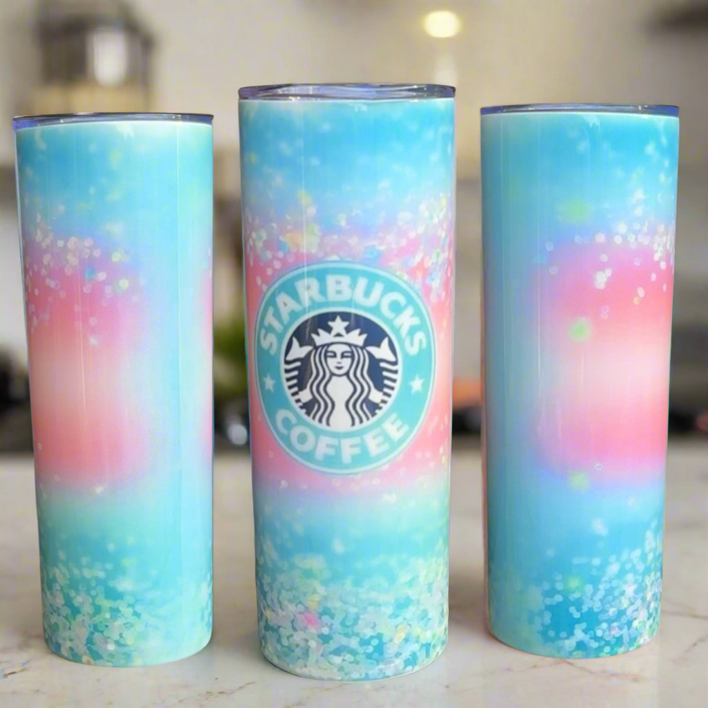 #4. Pastel Glitter Tumbler – Starbucks-Inspired 20oz Stainless Steel