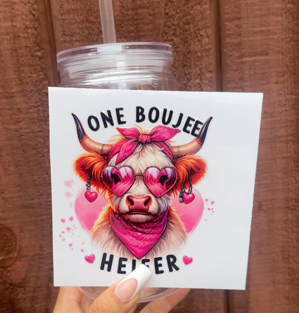✨ 16-24 oz “One Boujee Heifer” Pink Cow Cup