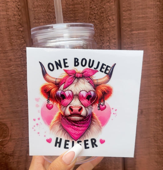 ✨ 16-24 oz “One Boujee Heifer” Pink Cow Cup