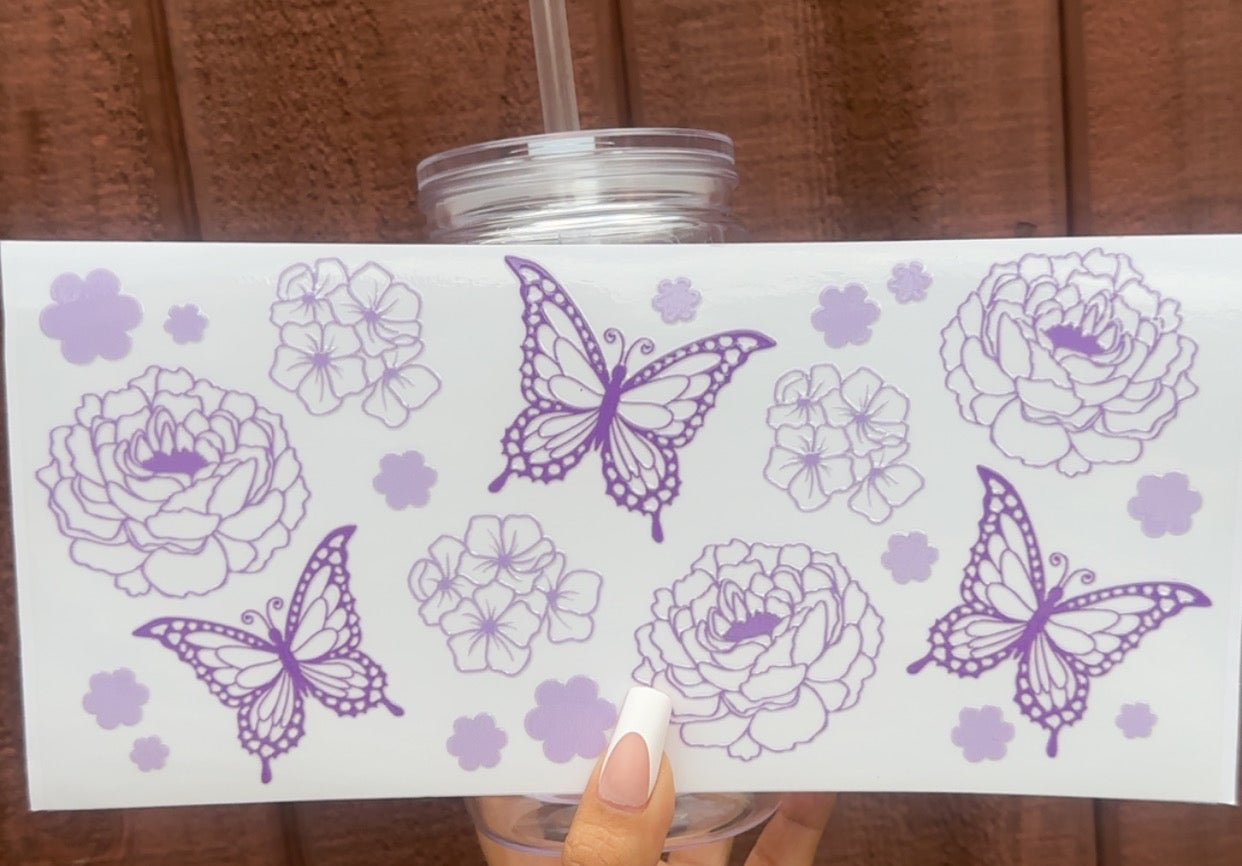 💜 16-24 oz. Lavender Bloom & Butterfly Cup