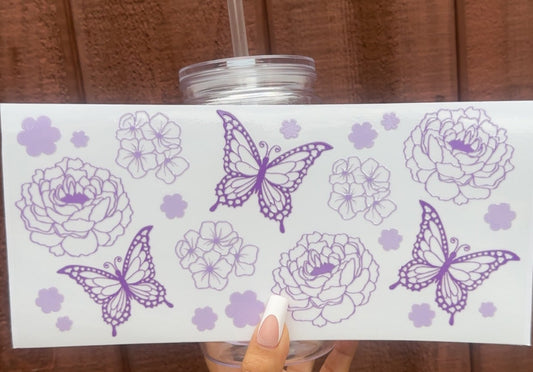 💜 16-24 oz. Lavender Bloom & Butterfly Cup