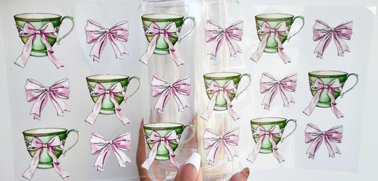 ☕ 16-24 oz Vintage Teacup & Pink Bow Cup