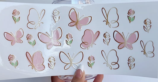 🦋 16-24 oz. Butterflies & Blooms Pink Rose Cup