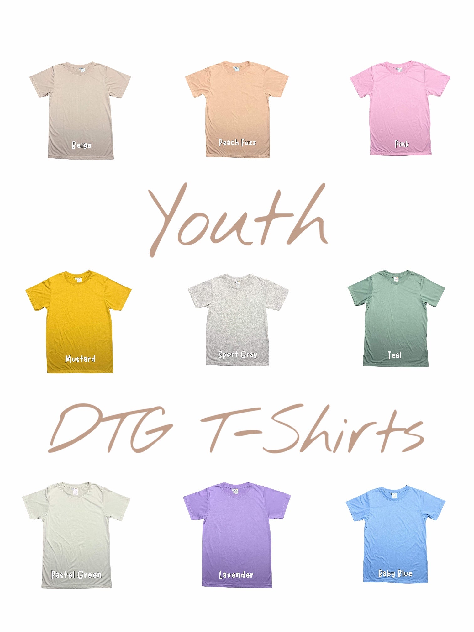 Youth DTG T-Shirts – 80/20 Poly-Cotton Blend | 13 Colors | 4 Sizes