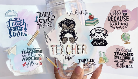 ✏️ 16-24 oz. “Teacher Life” Pastel Leopard Cup