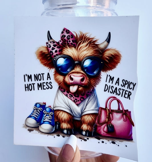 🔥 16-24 oz. “I’m Not a Hot Mess, I’m a Spicy Disaster” Cow Cup