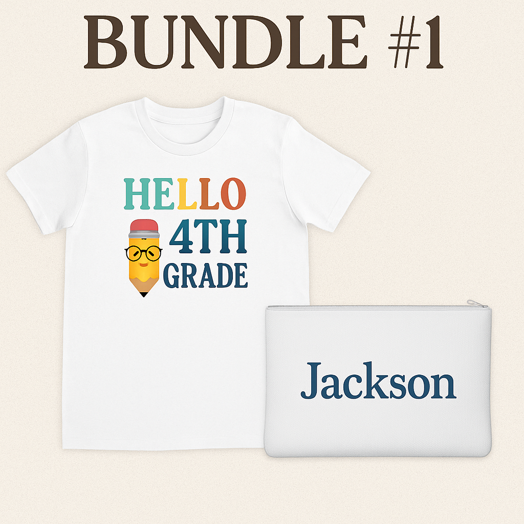 📚 Back-to-School Bundle #1 – Tee & Name Pouch Set