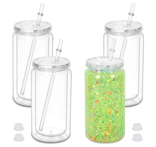 16 oz Acrylic Snow Globe Tumbler