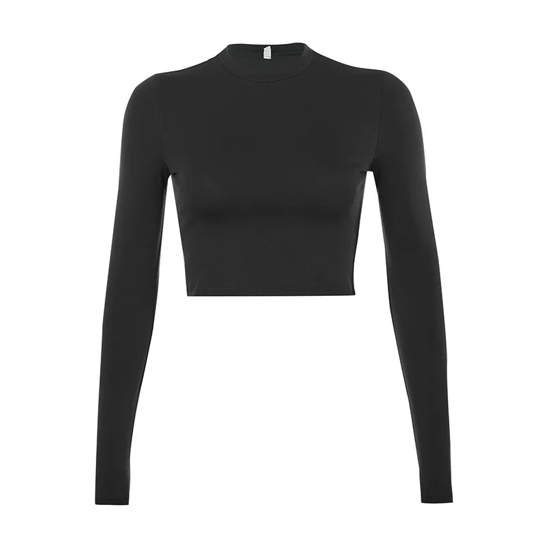 Solid Long Sleeve Women’s Crop Top