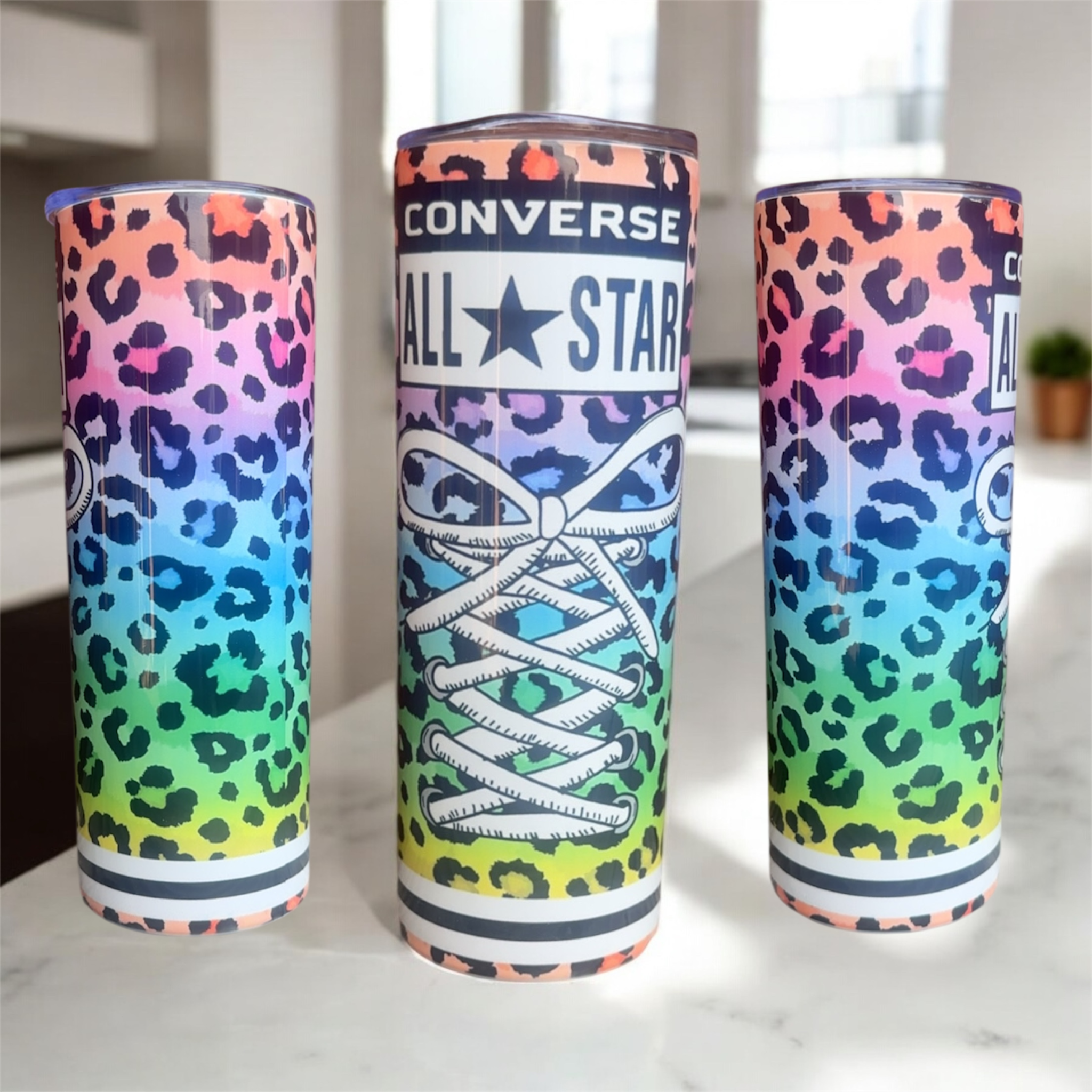 #2. Rainbow Leopard All-Star Tumbler