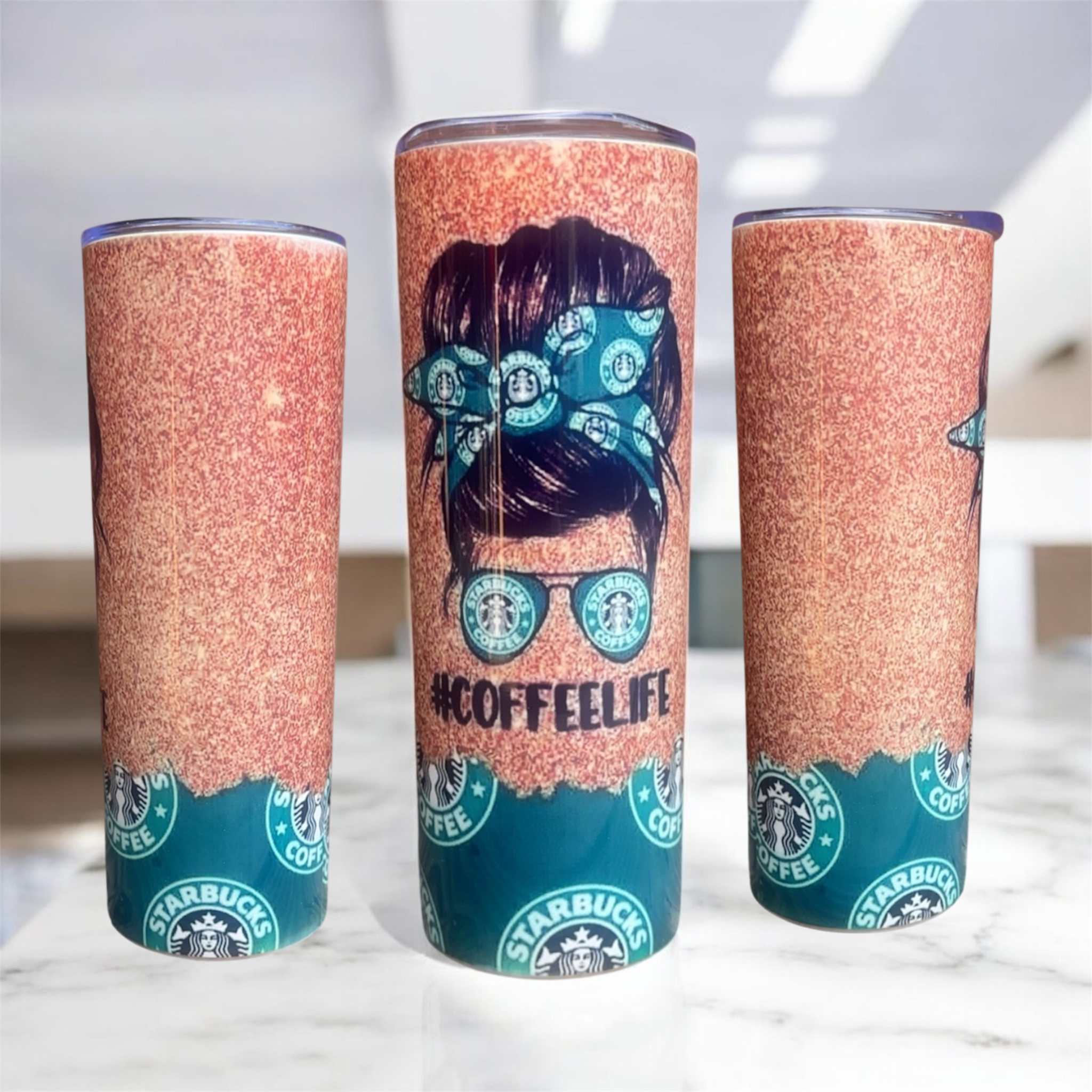 #3. #CoffeeLife Glitter Tumbler
